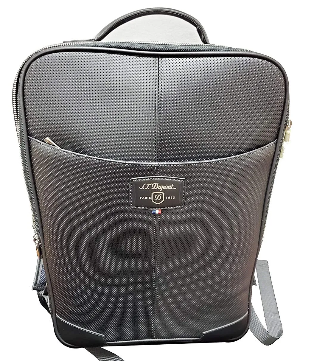 S.T. Dupont Black Perforated Leather Laptop Backpack