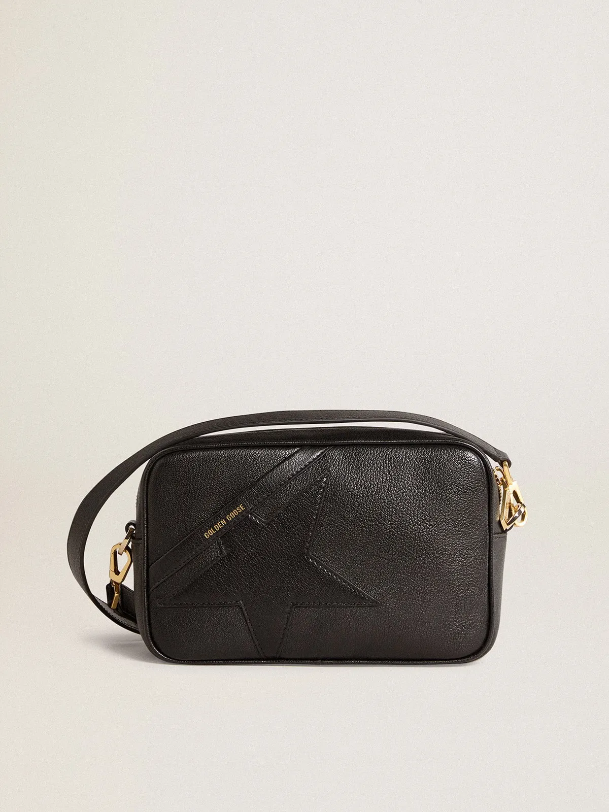 Star Bag in black leather with tone-on-tone star