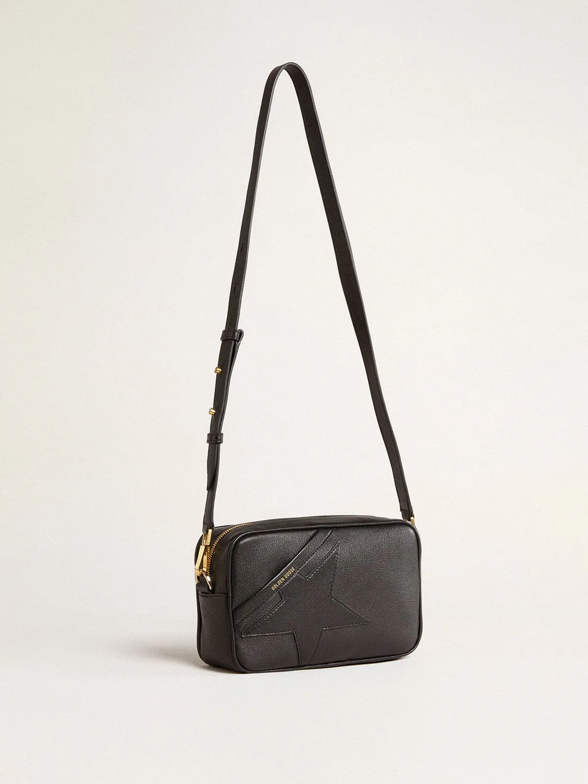 Star Bag in black leather with tone-on-tone star