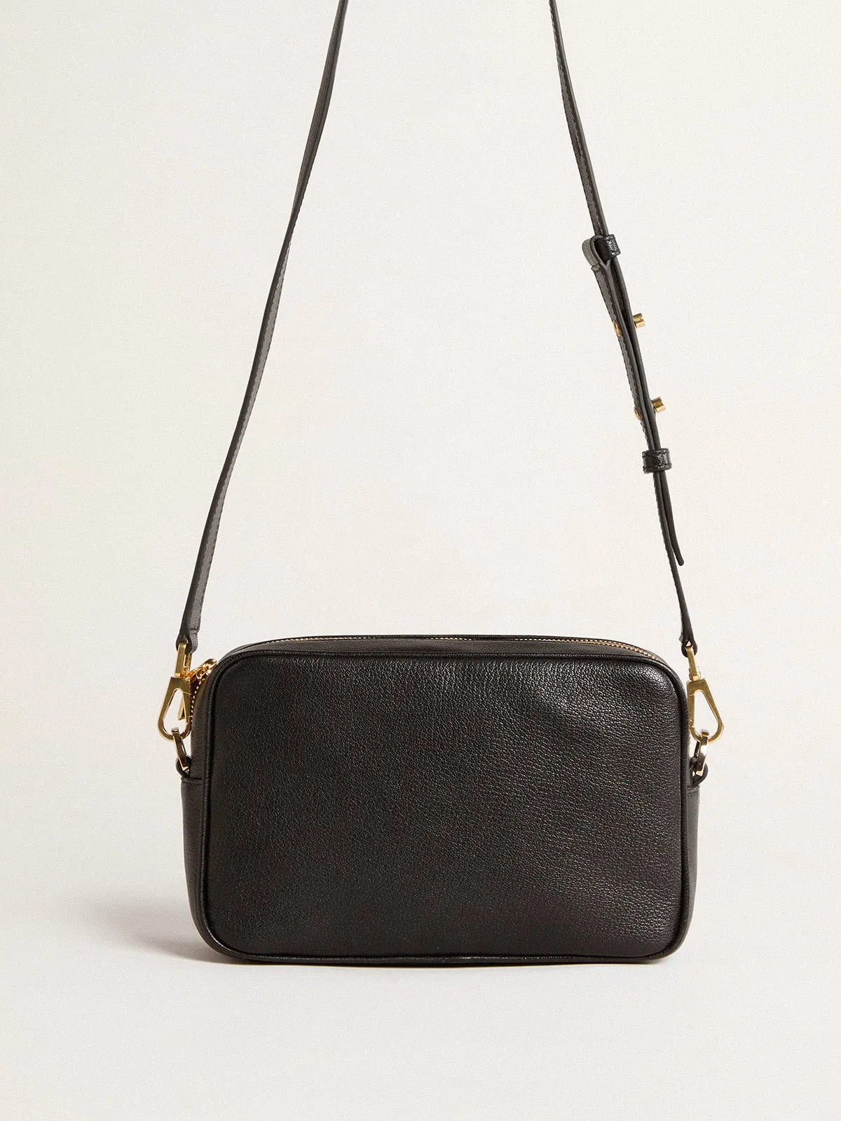 Star Bag in black leather with tone-on-tone star