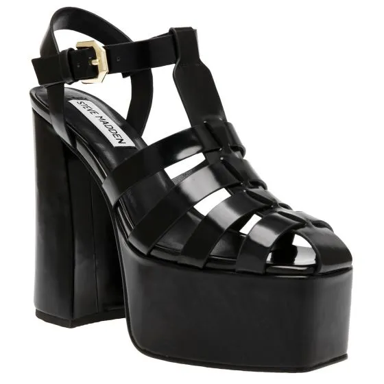 Steve Madden Vocanic Black Box PU Sandals