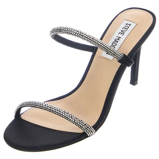 Steve Madden Womens Lyra Black Crystal Sandals 