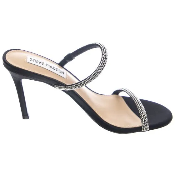 Steve Madden Womens Lyra Black Crystal Sandals 