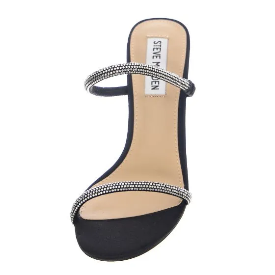 Steve Madden Womens Lyra Black Crystal Sandals 