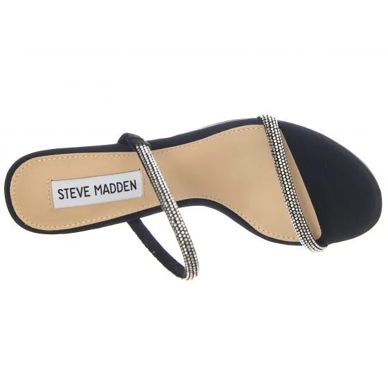 Steve Madden Womens Lyra Black Crystal Sandals 