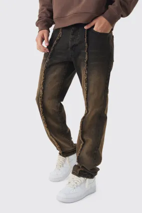 Straight Leg Brown Tint Raw Seam Jeans