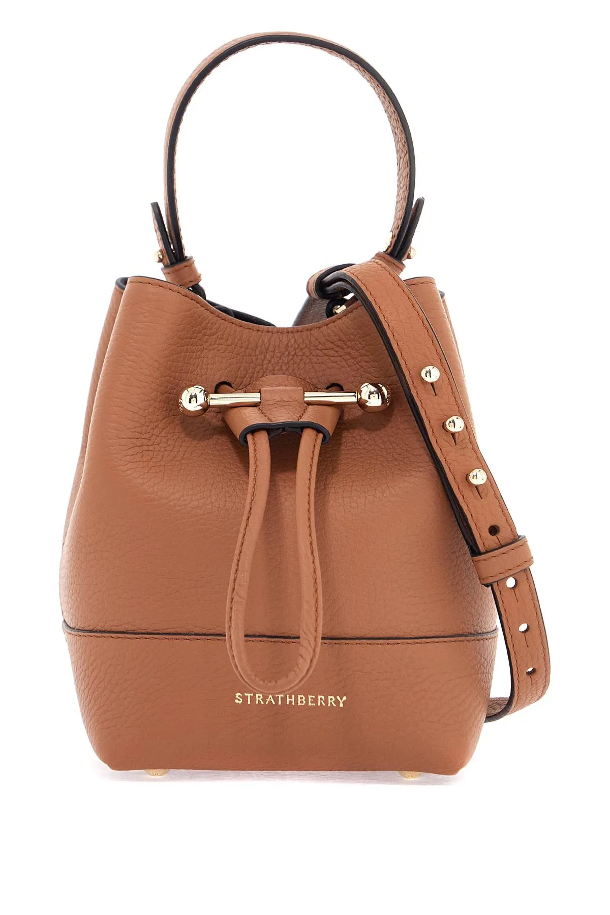 Strathberry Tan Leather Bucket Bag With Adjustable Strap