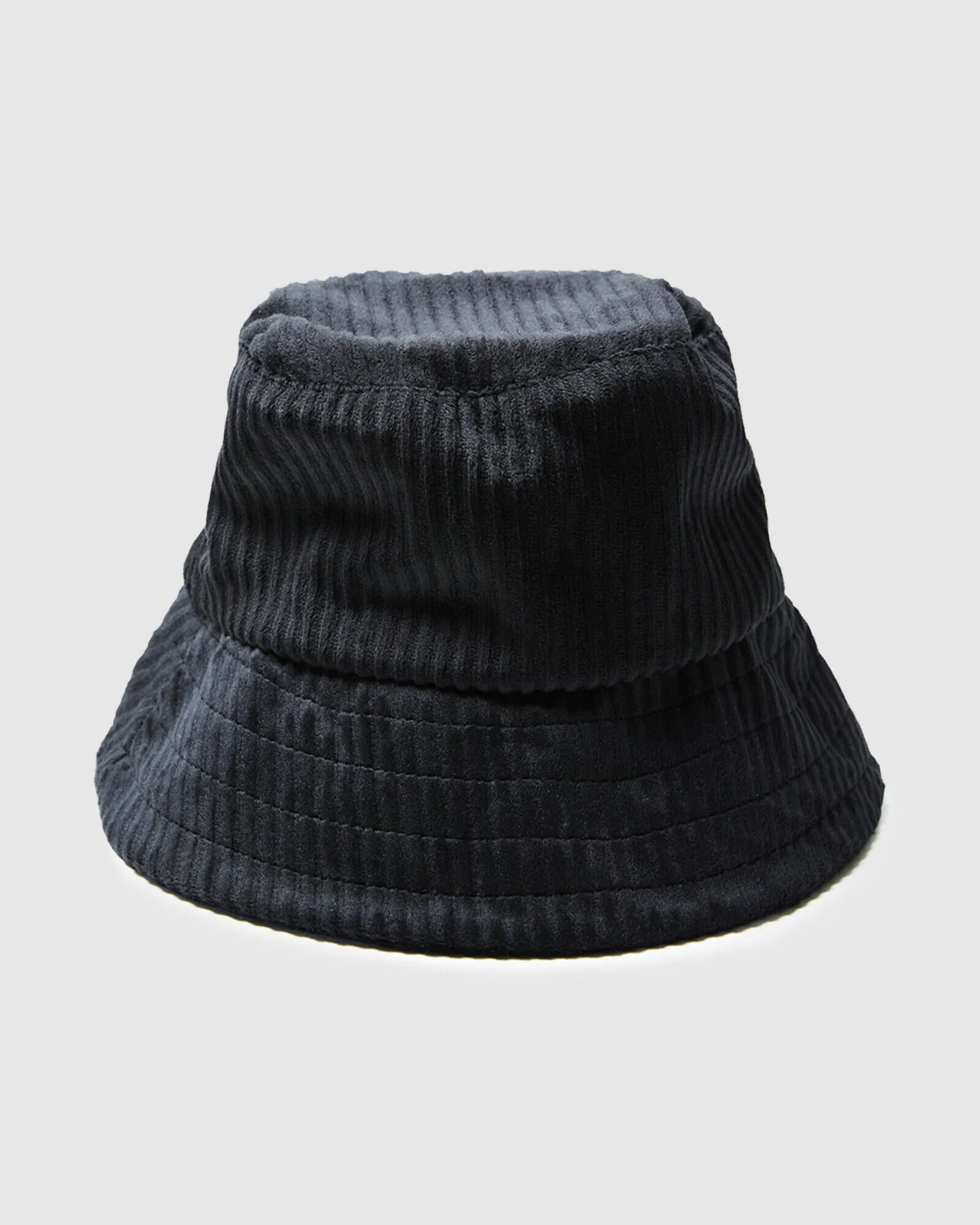 Subtitled Jaynee Jumbo Cord Bucket Hat Black