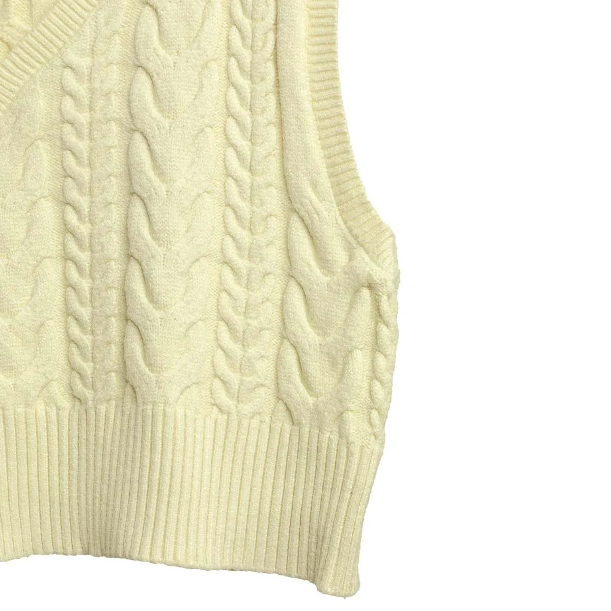 Sundazed (Belgium) Chains & Links Cable Knit Lambswool Cropped Vest Canary : M