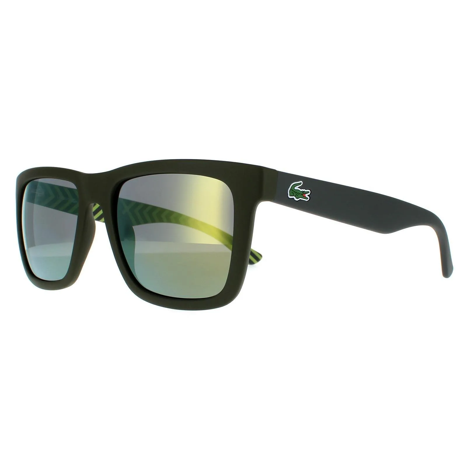 Sunglasses | Rectangle Matte Green Green Mirror Sunglasses | Lacoste