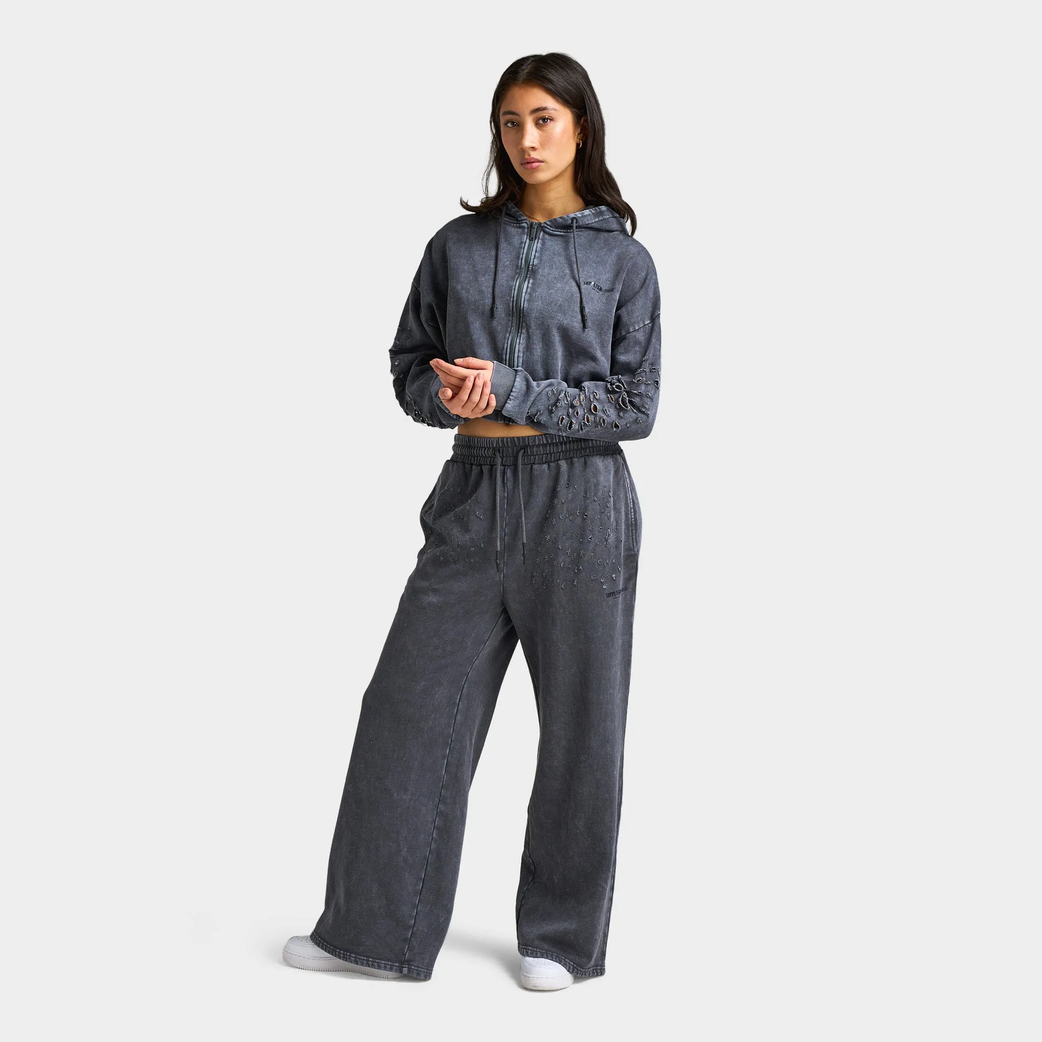 Supply & Demand Women's Distress Wide Leg Pants / Asphalt