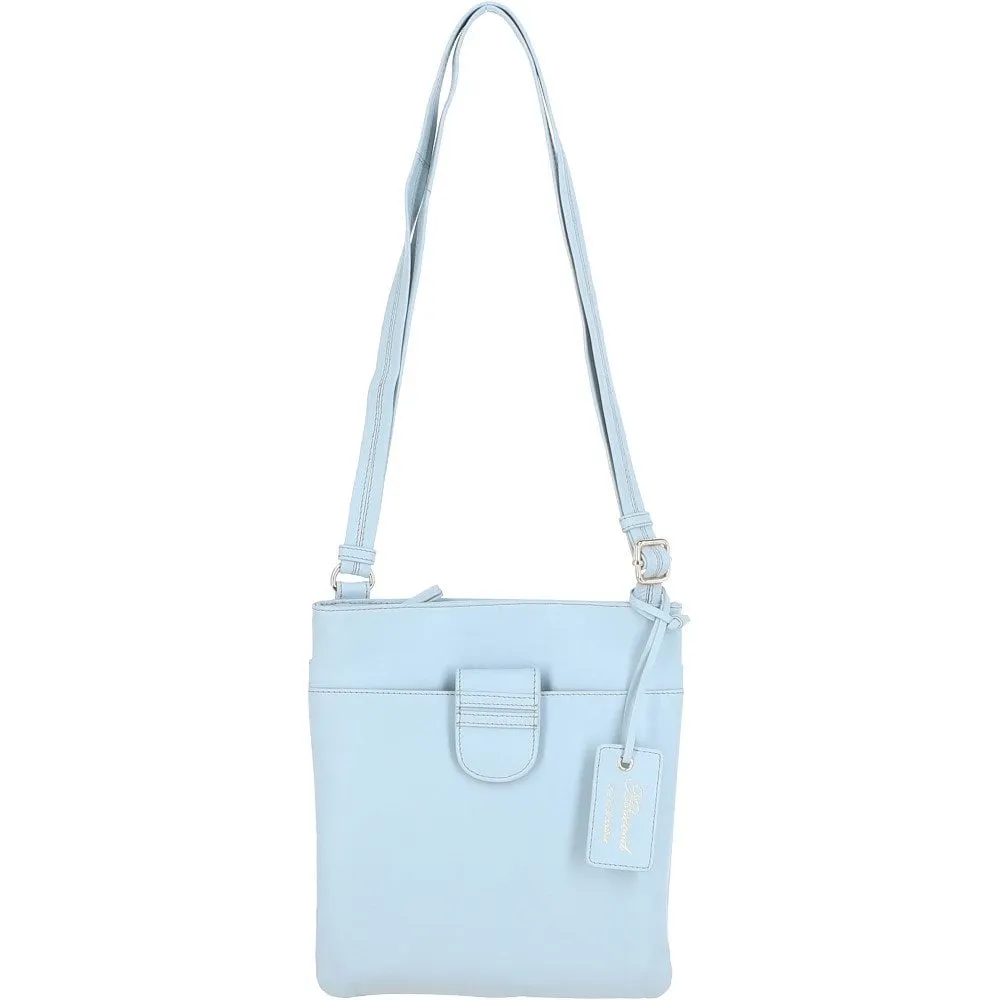 Tab Small Zip Top Leather Cross Body Bag Ice