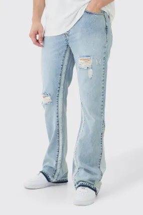 Tall Slim Flare Gusset Detail Distressed Panel Jeans