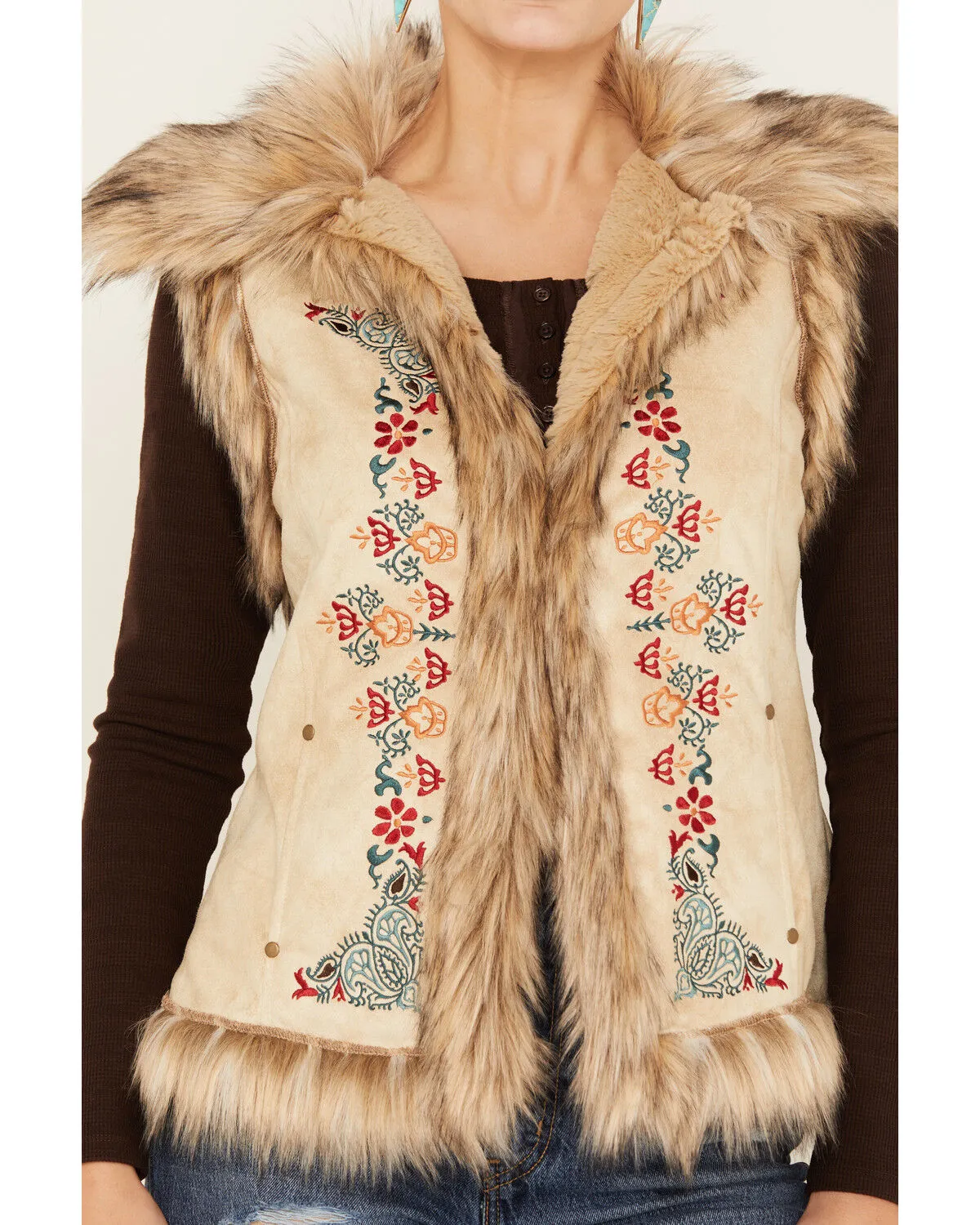 Tasha Polizzi Women's Chateau Faux Suede Embroidered Vest