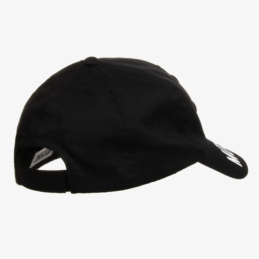 Teen Boys Black Cotton Teddy Bear Hat