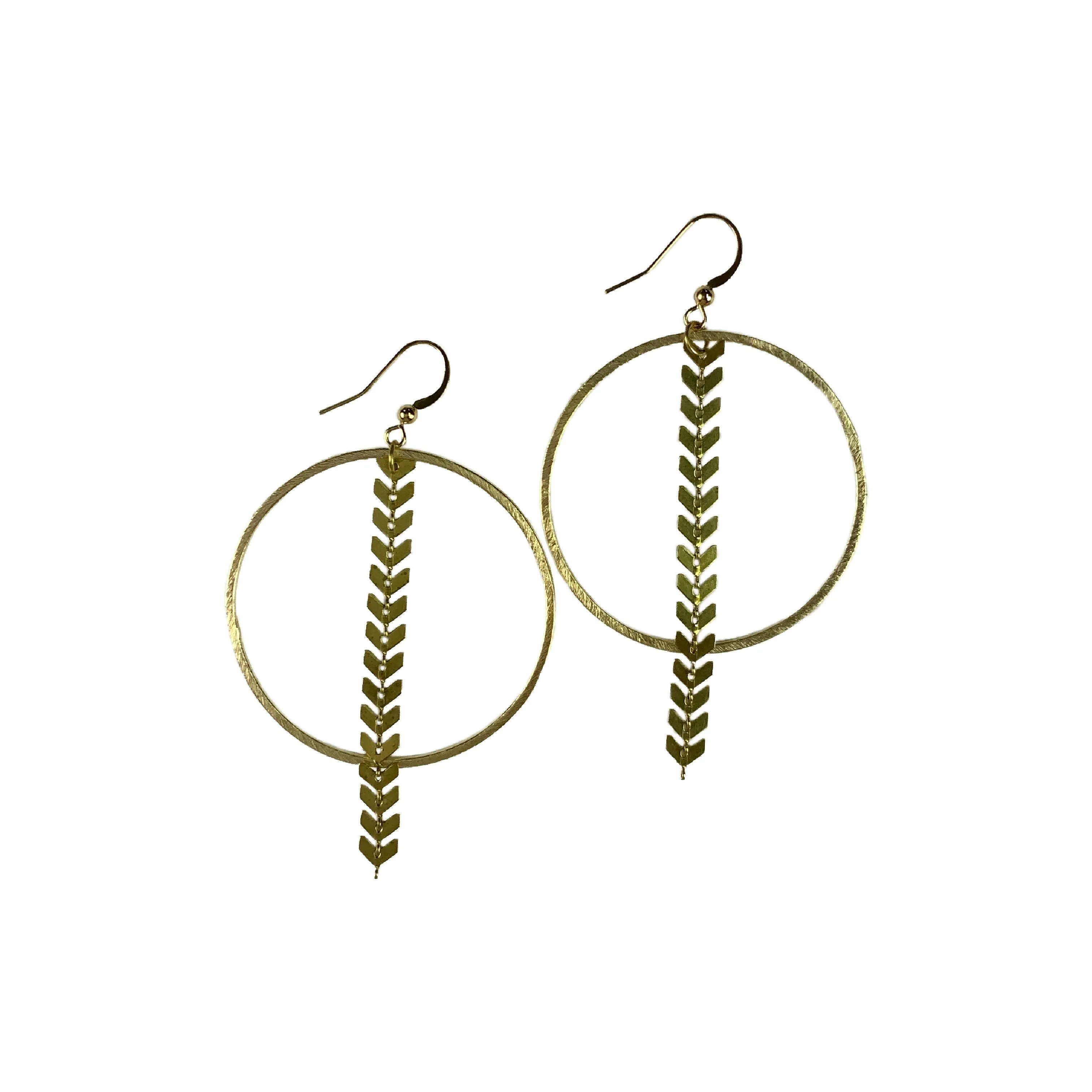 The Francesca Chevron Drop Hoop Earrings