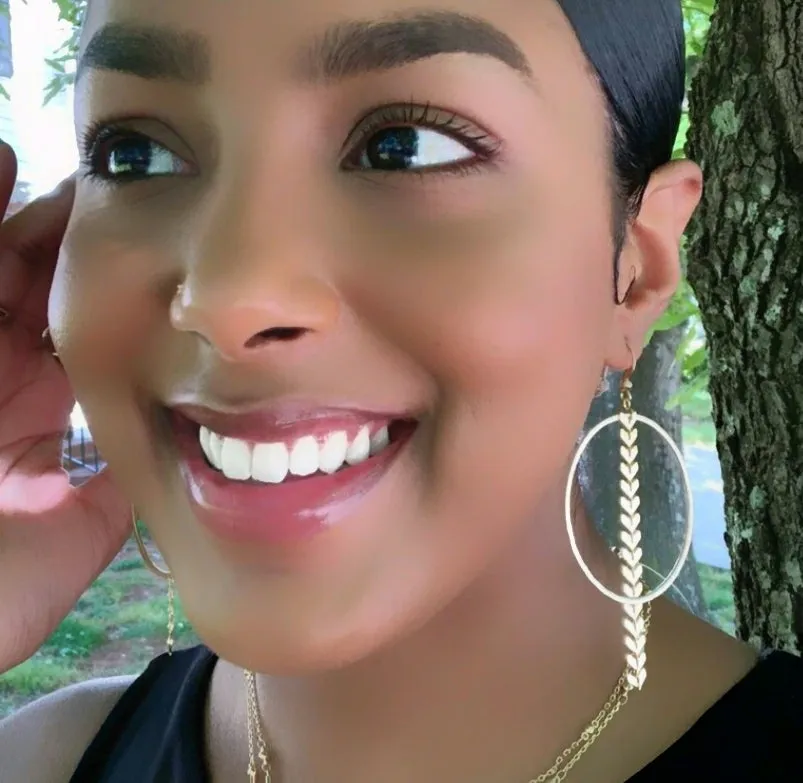 The Francesca Chevron Drop Hoop Earrings