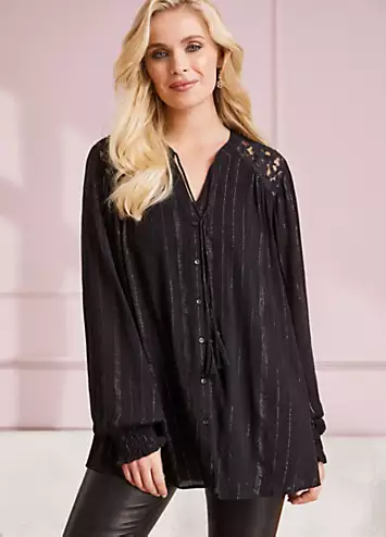 Together Lace Trim Metallic Stripe Tunic | Kaleidoscope