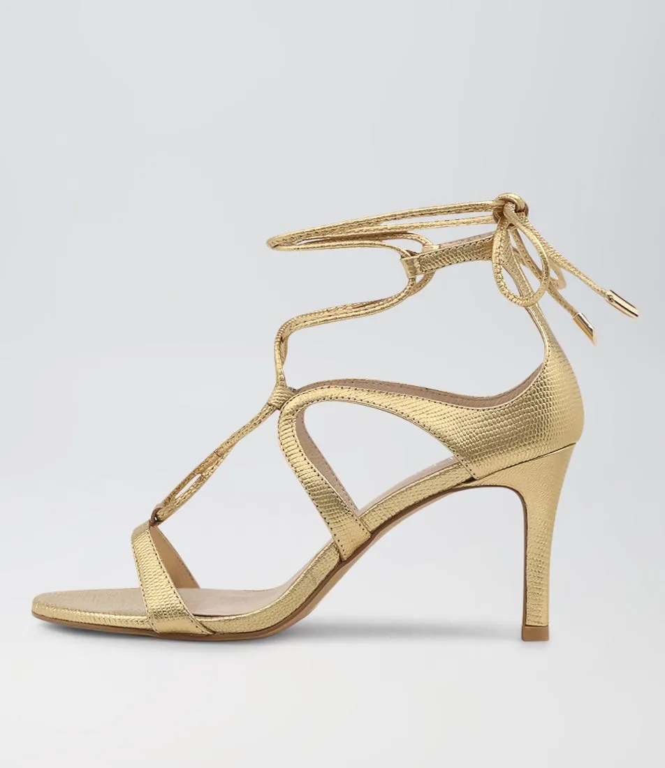 TOP END Norinne Gold Lizard Leather Sandals