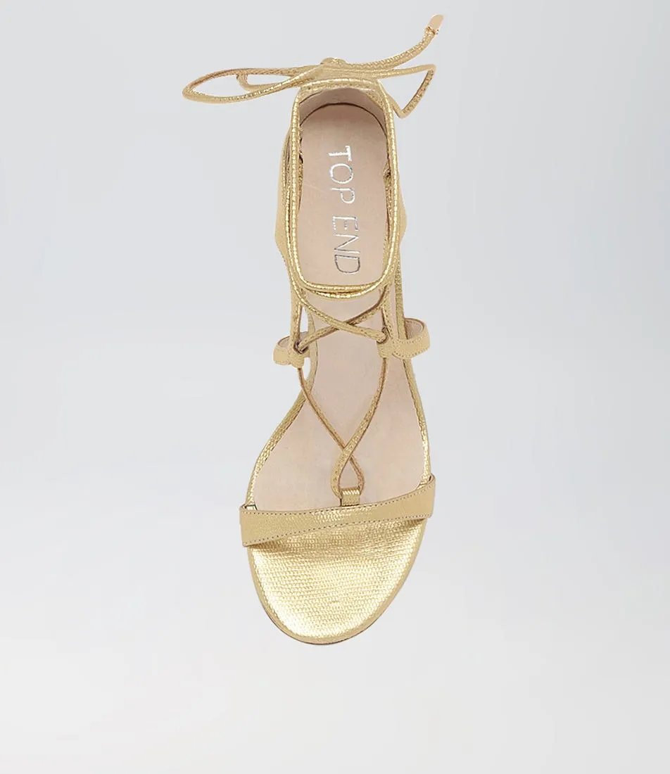 TOP END Norinne Gold Lizard Leather Sandals