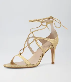 TOP END Norinne Gold Lizard Leather Sandals