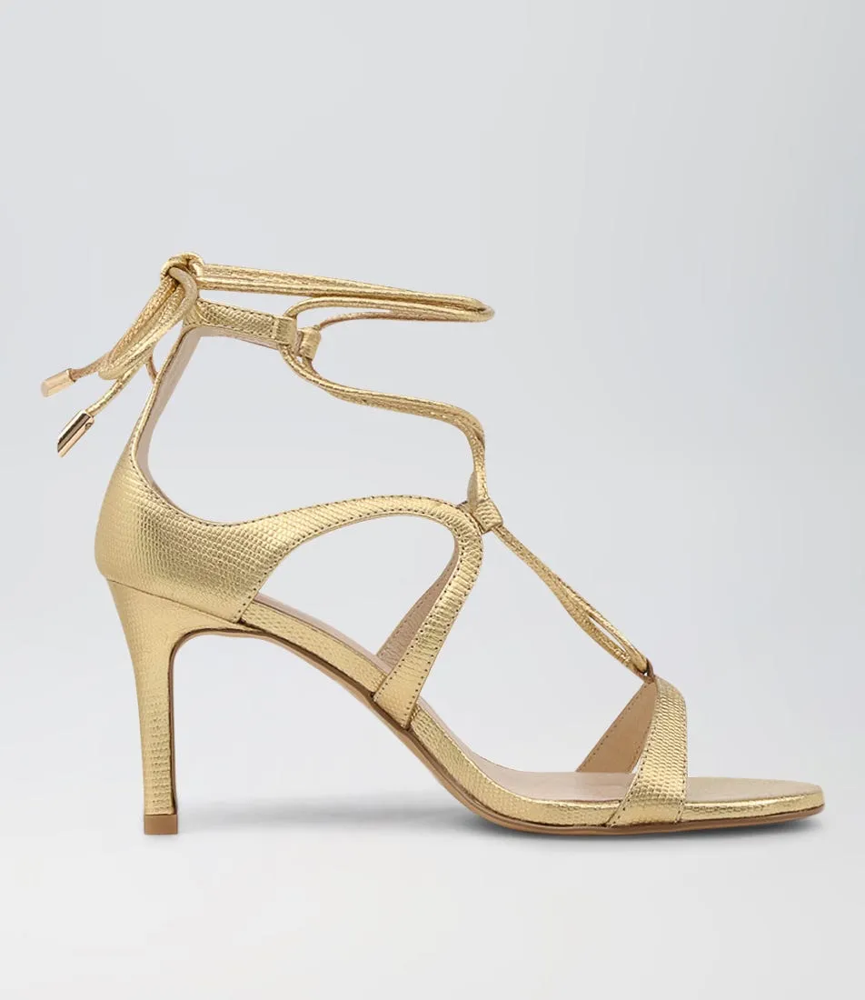 TOP END Norinne Gold Lizard Leather Sandals