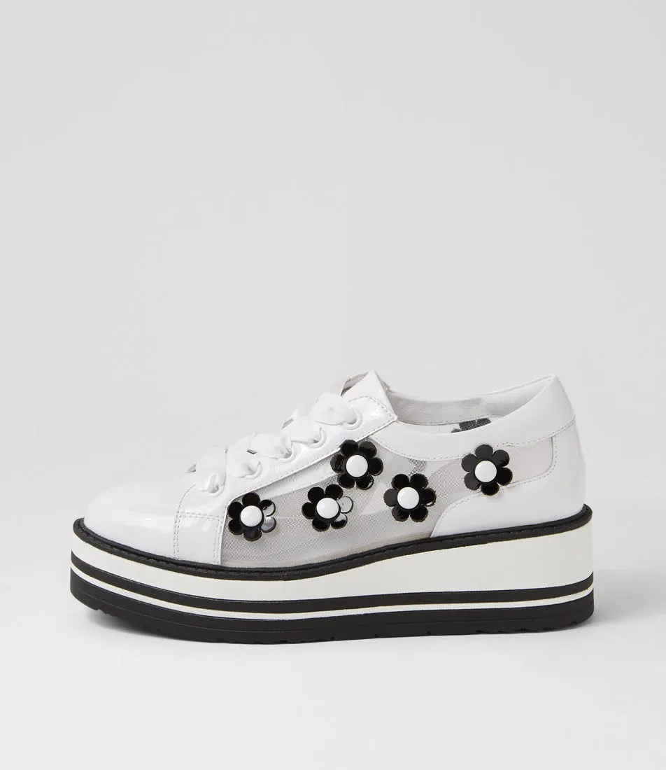 TOP END Sereno White Black Patent Multi Sneakers