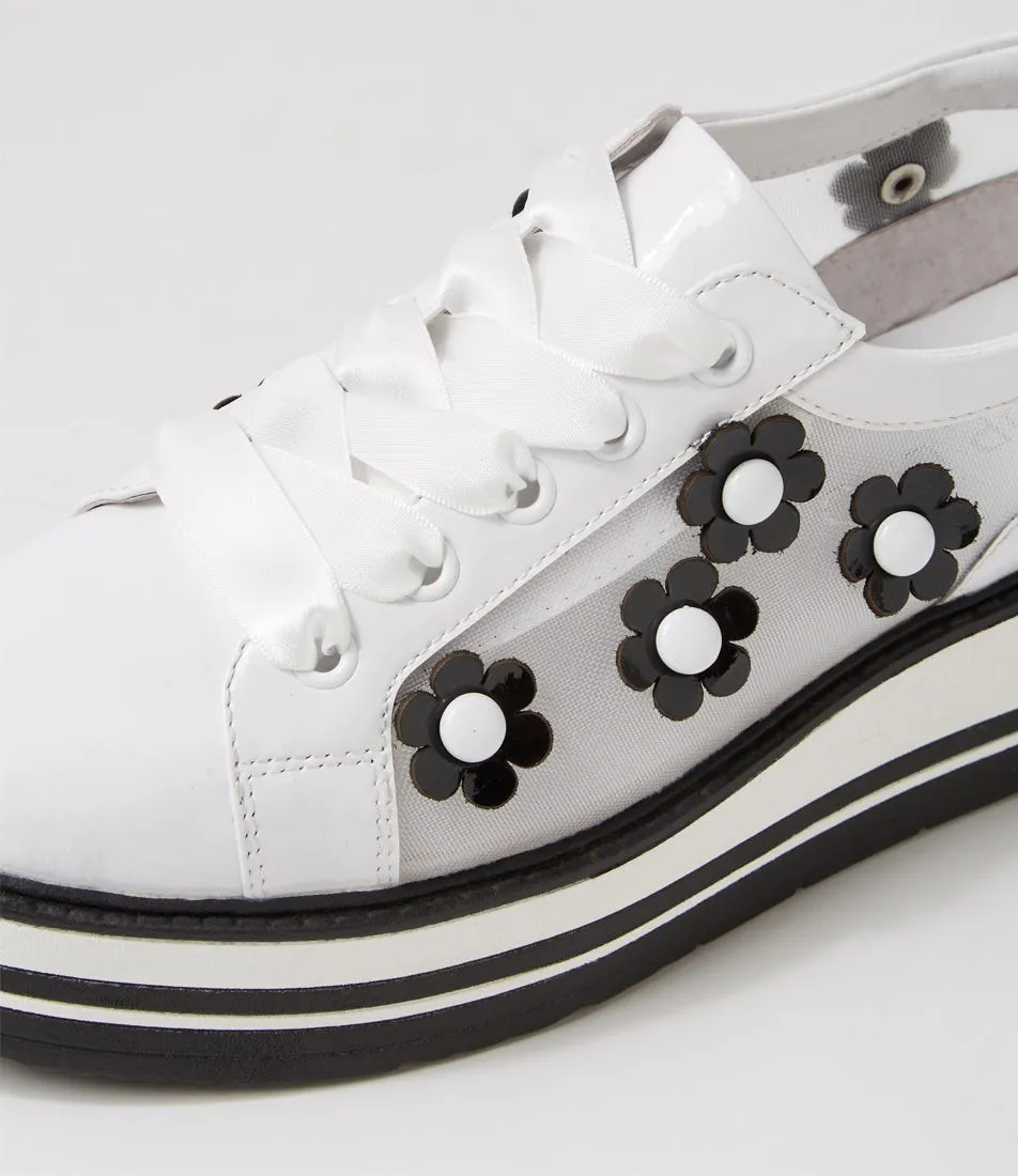 TOP END Sereno White Black Patent Multi Sneakers