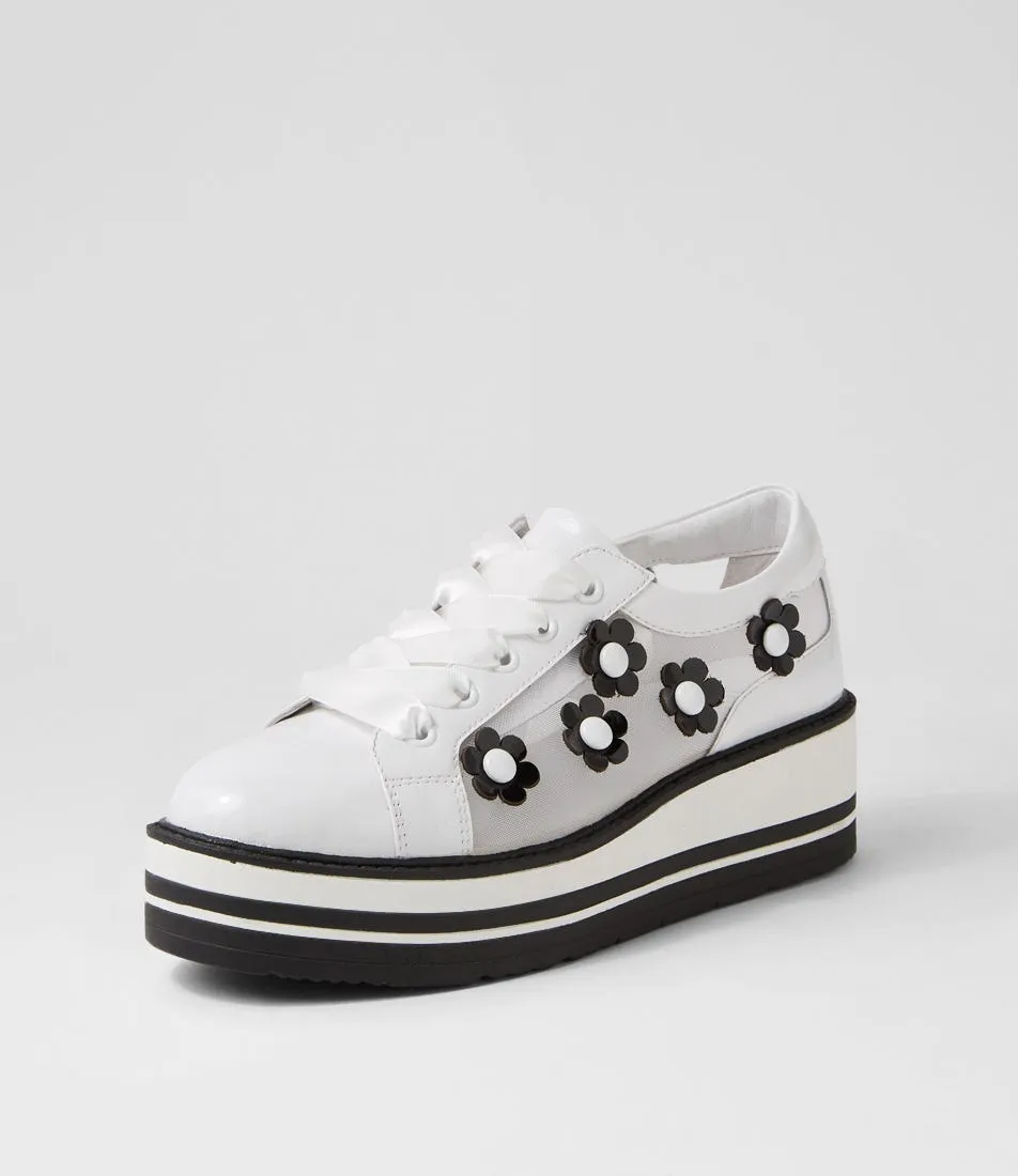 TOP END Sereno White Black Patent Multi Sneakers