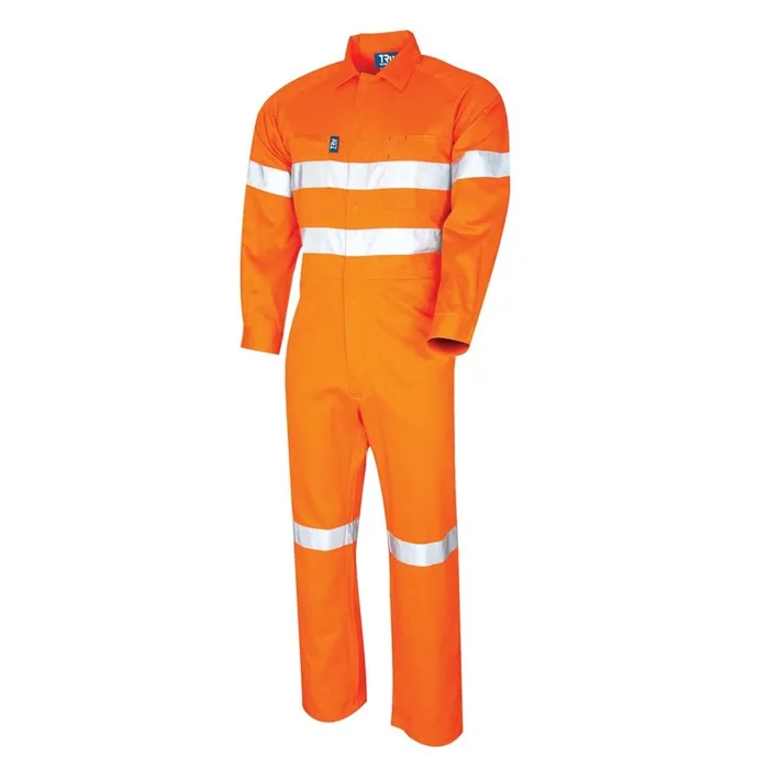 TRU WORKWEAR Lightweight Hi Vis [ORANGE] Coverall 100% Cotton Drill with 3M Reflective Tape 190gsm