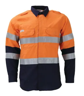 Tuffa Workwear Tuffa OF0015 Shirt - Men - Open Front - Flame Retardant - Biomotion Taped - Orange/Navy - S