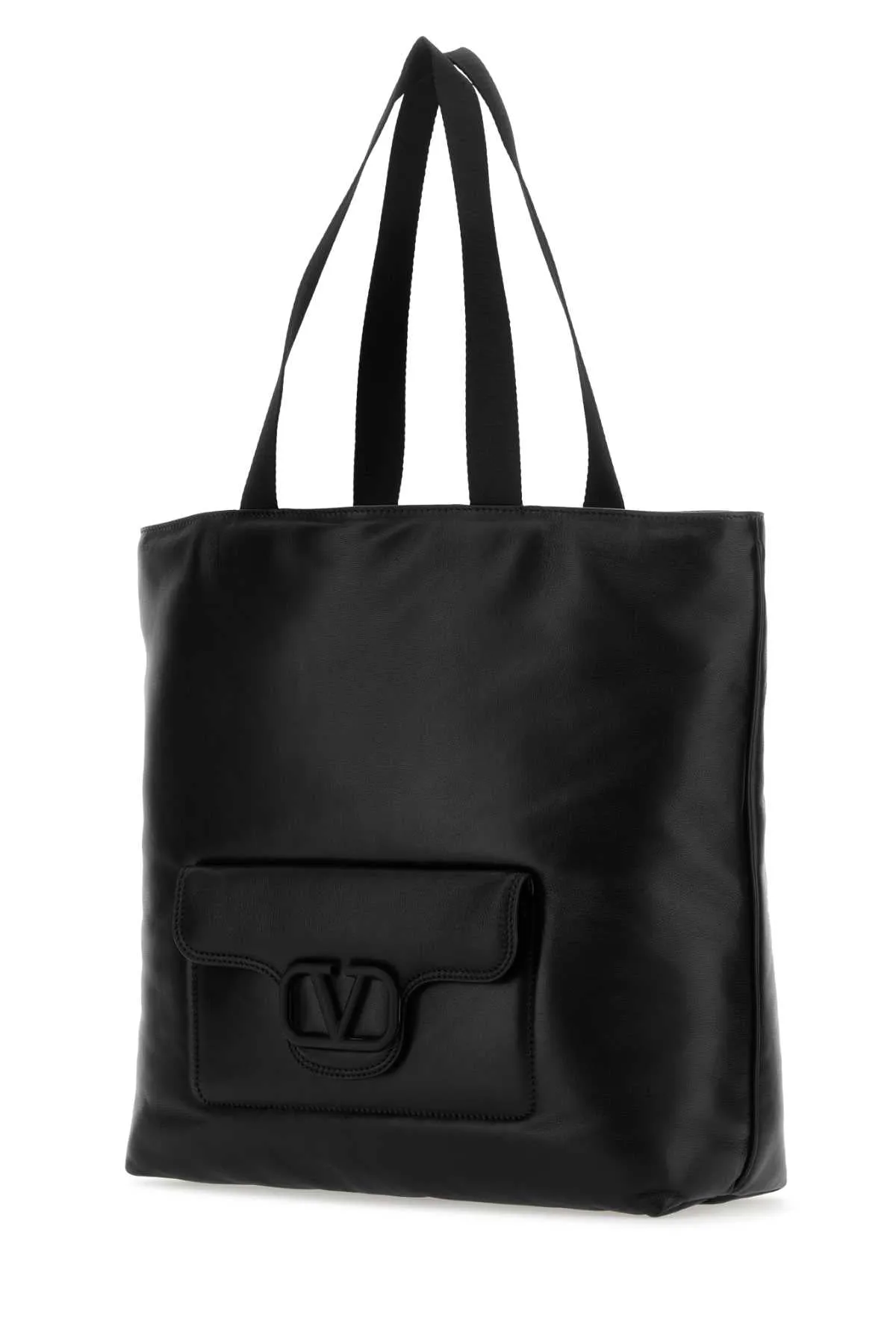 Valentino Garavani Black Nappa Leather Valentino Garavani Noir Shopping Bag