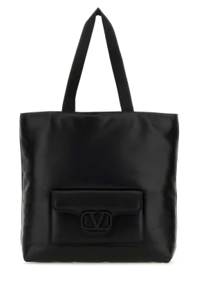 Valentino Garavani Black Nappa Leather Valentino Garavani Noir Shopping Bag