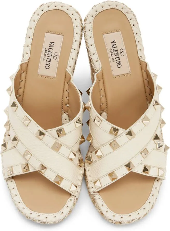 Valentino Garavani Off-White Rockstud Heeled Sandals