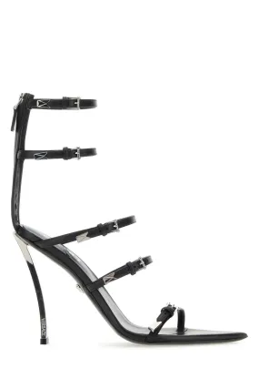 Versace Black Leather Sandals