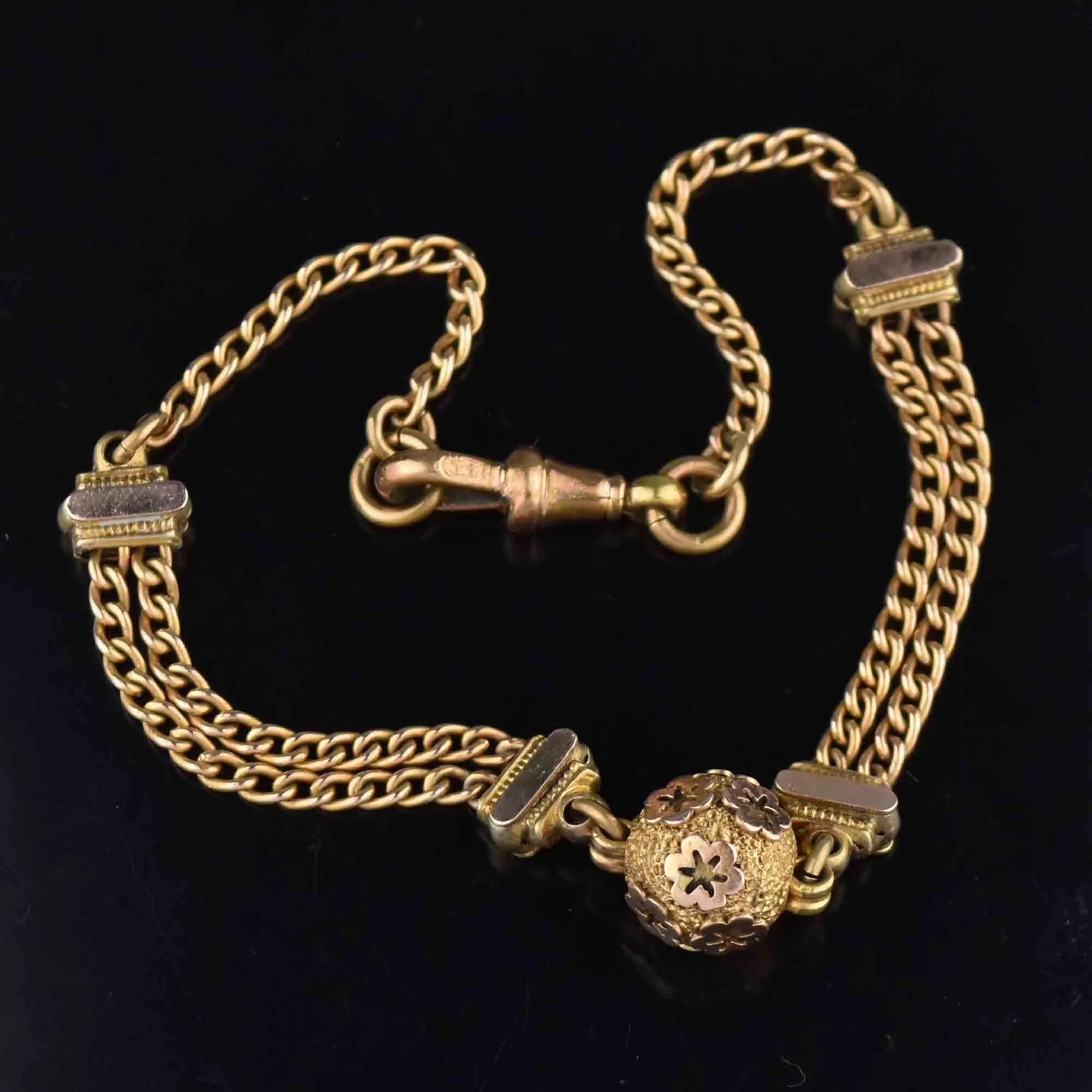 Victorian Celestial Star Ball Curb Chain Albertina Bracelet