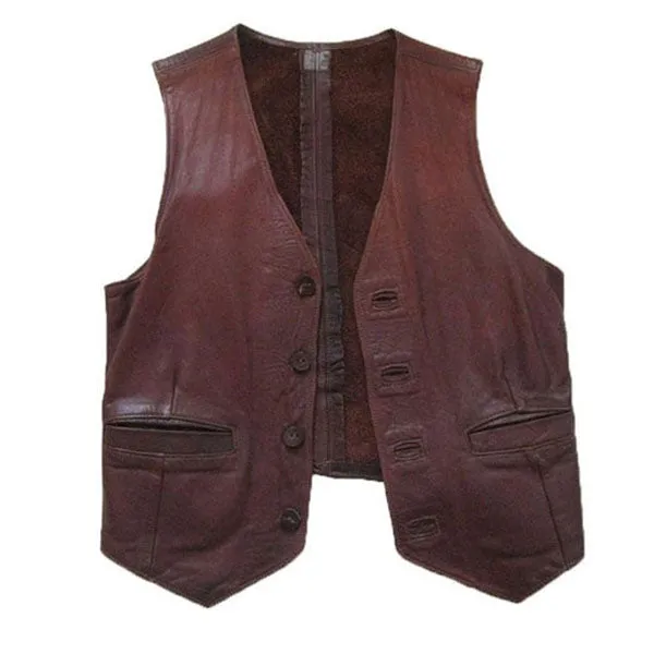 VINTAGE 1960S-70S HAND-CRAFTED LEATHERING HEIGHTS PROVINCETOWN MEN'S BROWN VEST