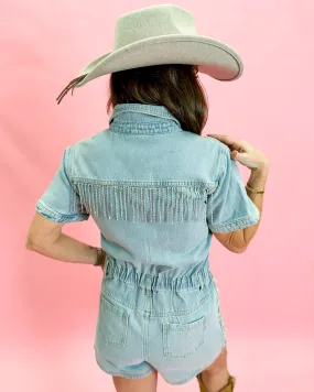 Washed Denim Overall Romper