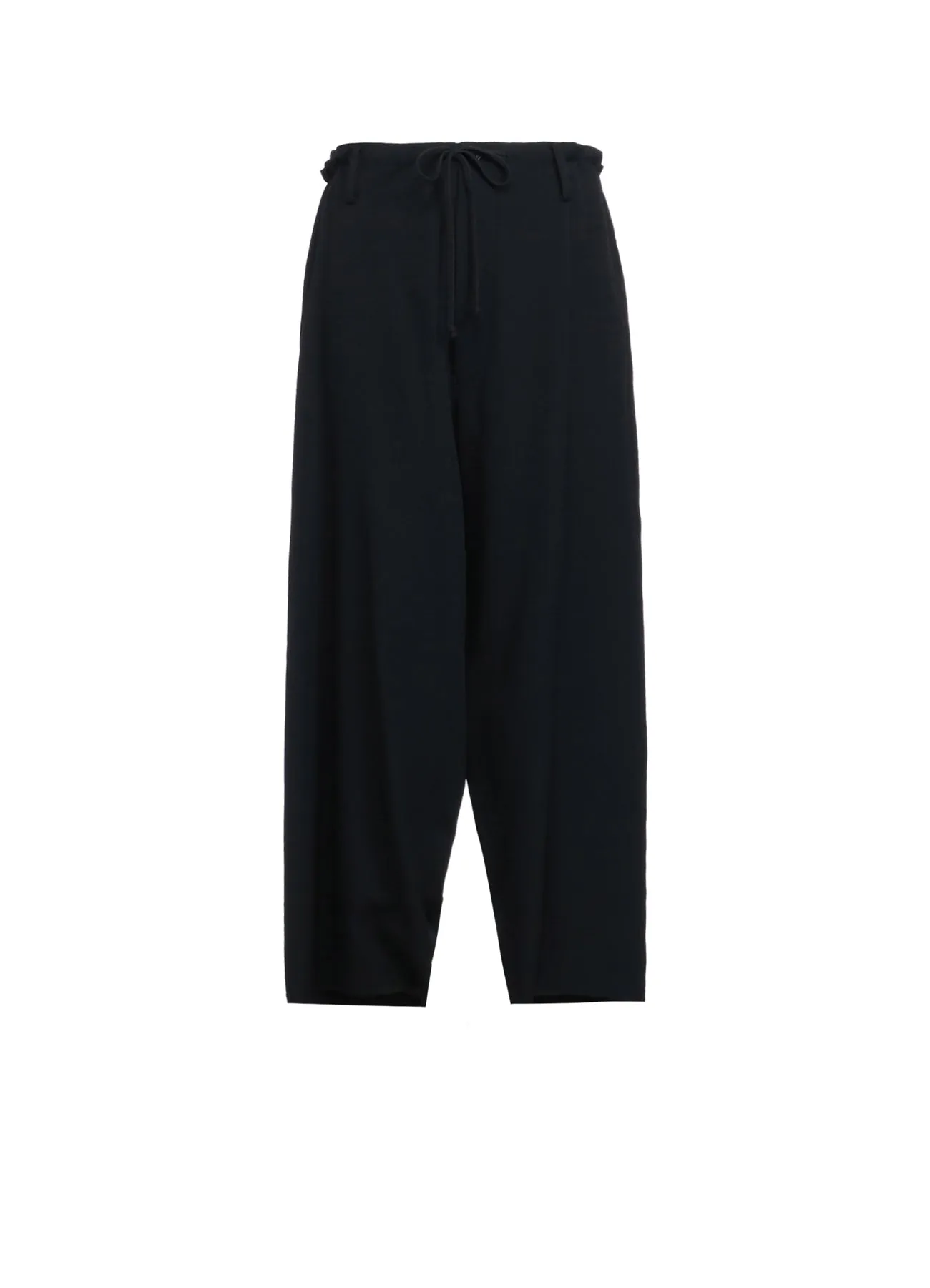 WASHER FINISHED WOOL GABARDINE DRAWSTRING WIDE PANTS