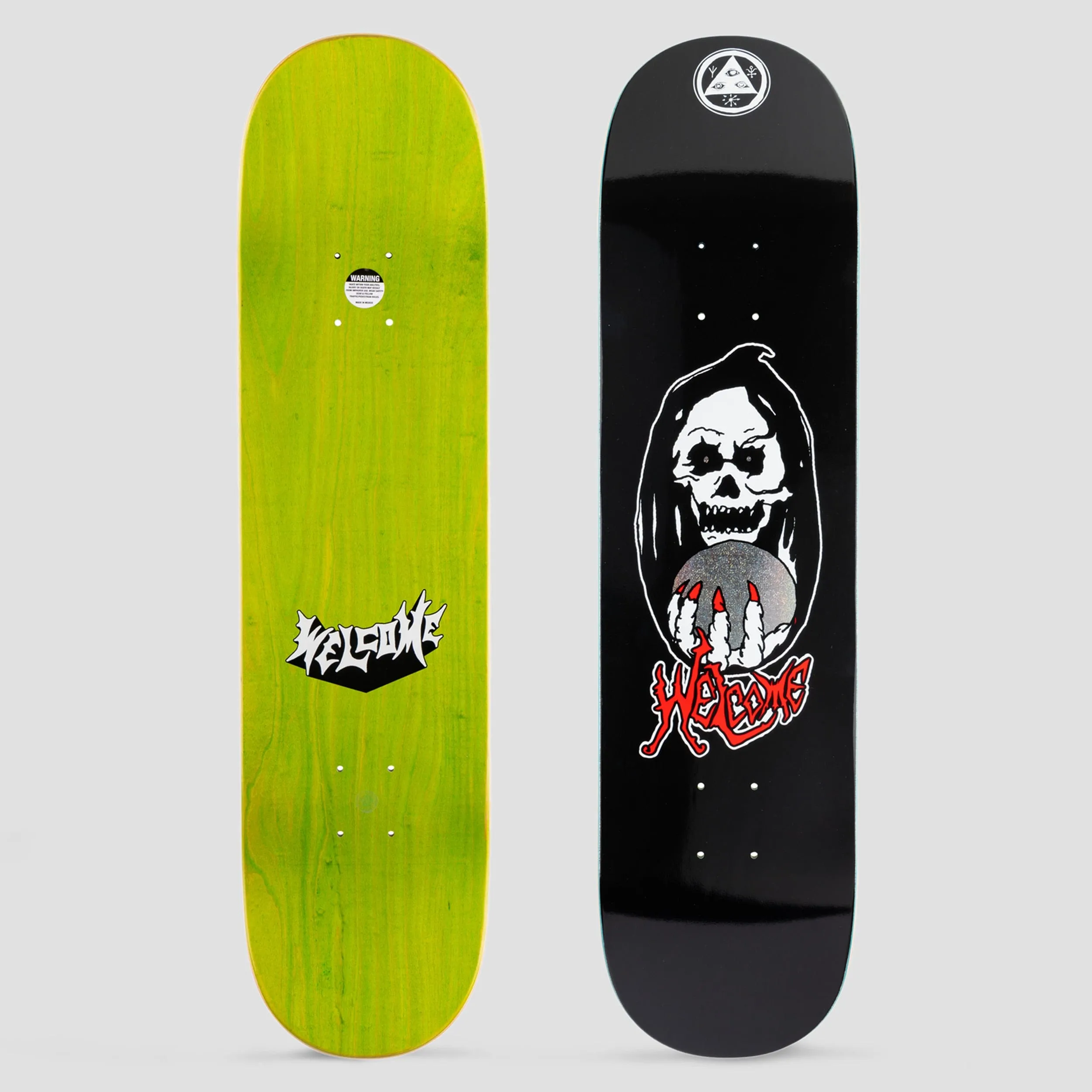 Welcome 8.0 Clairvoyant on Evil Twin Skateboard Deck Black