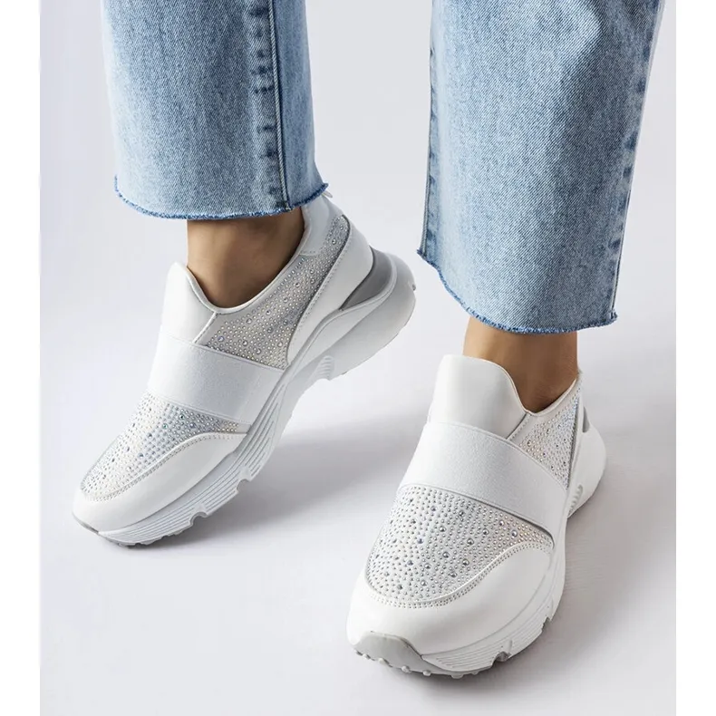 White sneakers with rhinestones from Algiso