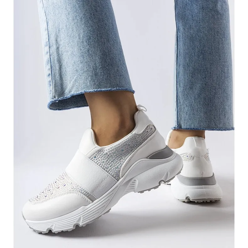 White sneakers with rhinestones from Algiso