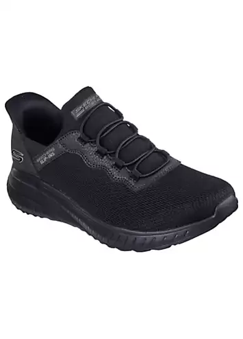 Wide Fit Black Bobs Squad Chaos Slip-Ins Gore Bungee Knitted Trainers by Skechers | Look Again