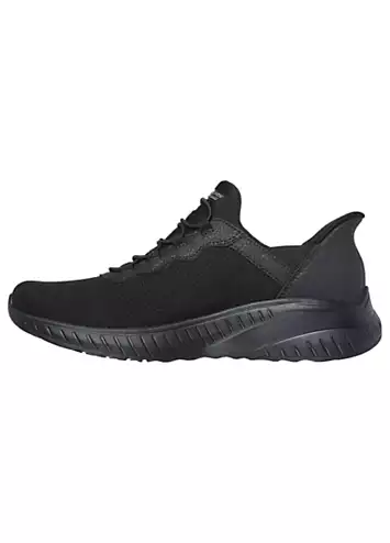 Wide Fit Black Bobs Squad Chaos Slip-Ins Gore Bungee Knitted Trainers by Skechers | Look Again