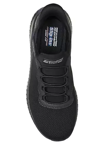 Wide Fit Black Bobs Squad Chaos Slip-Ins Gore Bungee Knitted Trainers by Skechers | Look Again