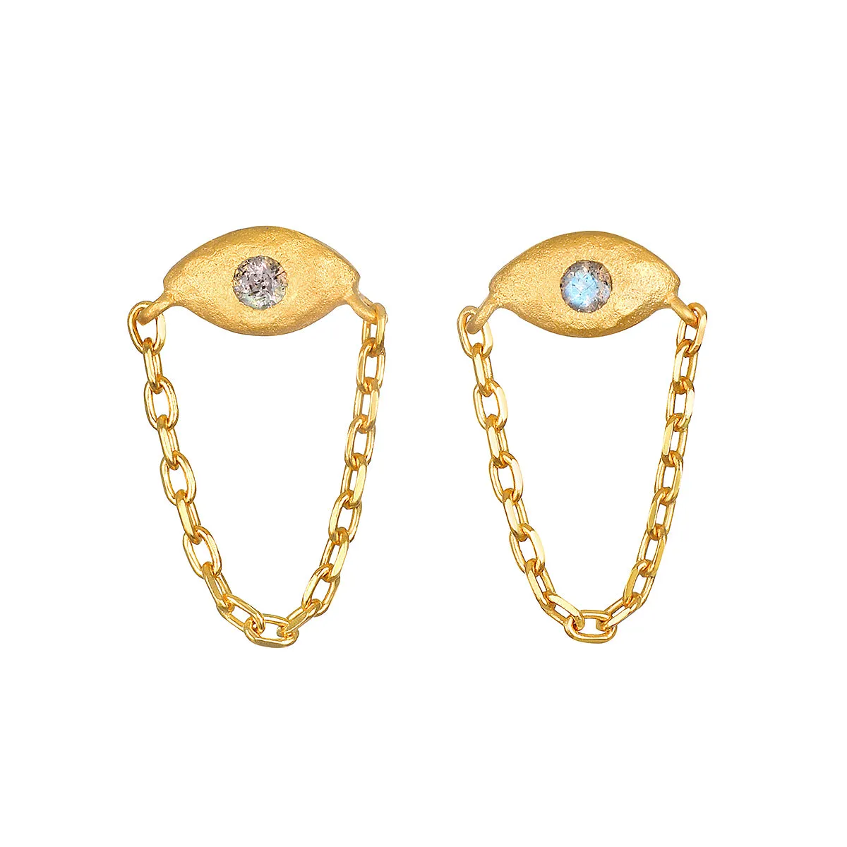 Wise Guidance Evil Eye Chain Stud Earrings