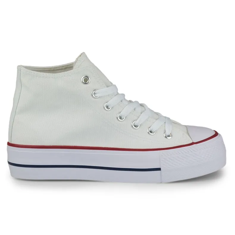 Women's white sneakers above the ankle