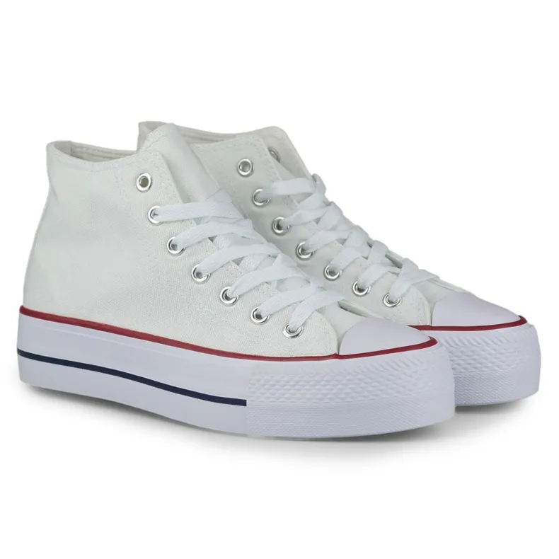 Women's white sneakers above the ankle