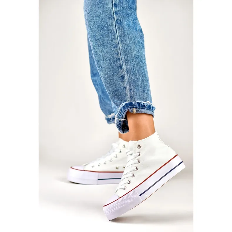 Women's white sneakers above the ankle