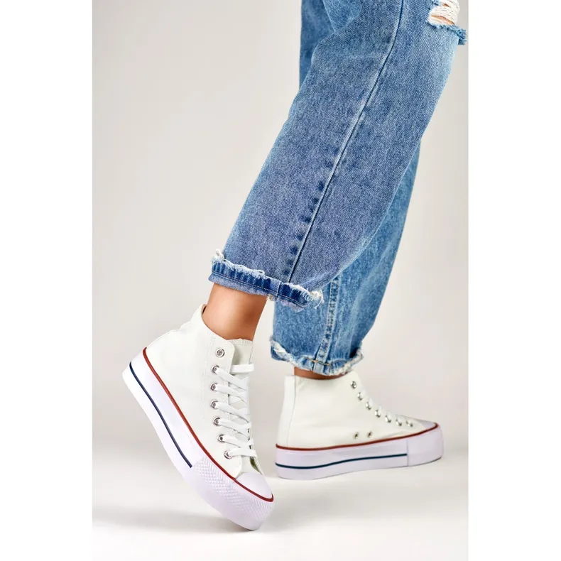 Women's white sneakers above the ankle